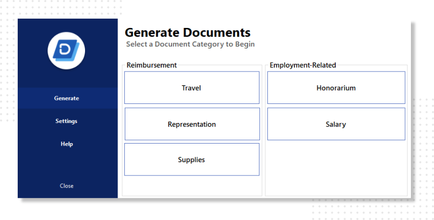 Document Generator Tool Interface